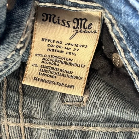 Miss Me Light Blue Skinny Jeans with Beaded Wing Embroidery - Picture 2 of 4